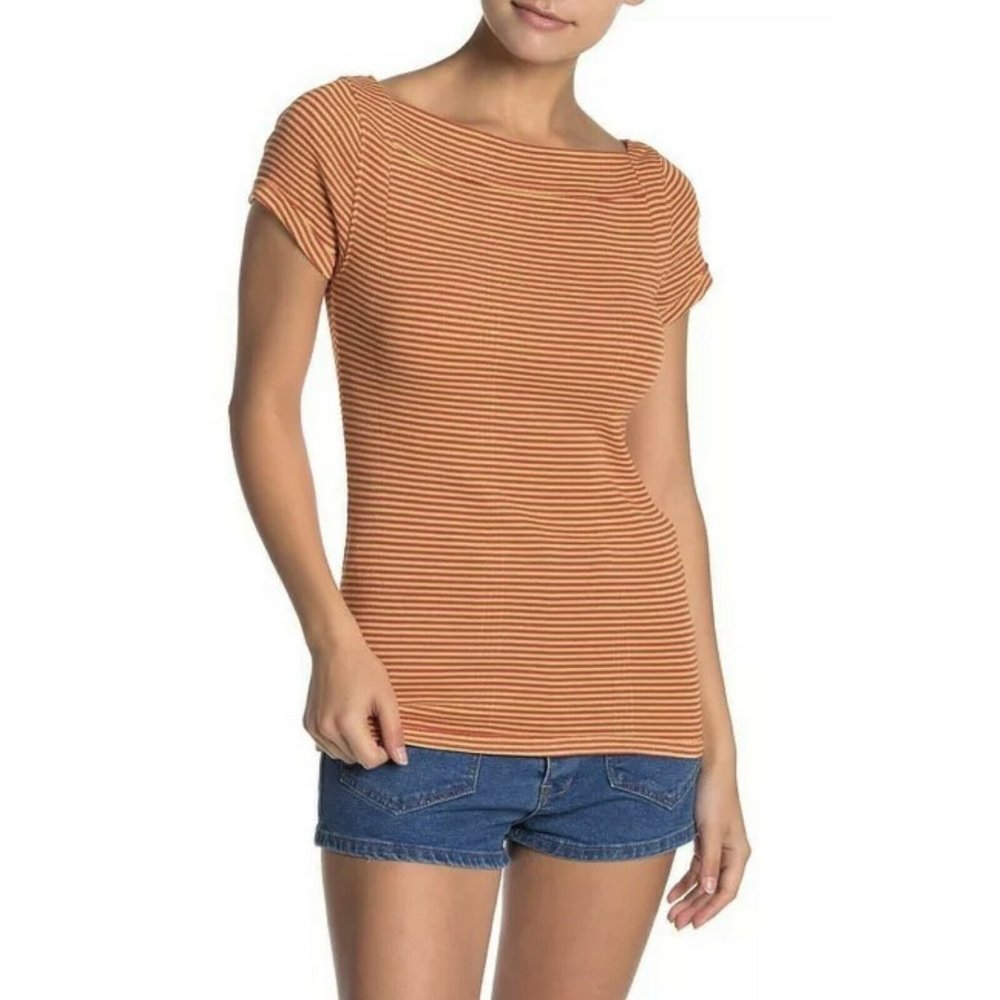 NEW Free People We The Free Top NWT Striped Boat Neck